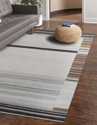 Hand-Woven Wool & Viscose Reversible Flat Weave Dhurrie Rug | Stylish Brown Area - Image 1 of 4