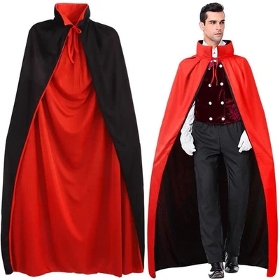 Mantello da Vampiro Dracula con Colletto Nero Rosso a Doppia Faccia (L-150 cm) - Immagine 1 di 4