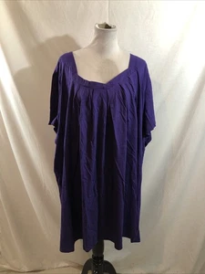 Roaman’s Purple Short Sleeve Top With Gathering At The Neck - Womens 6X, NEW - Picture 1 of 6