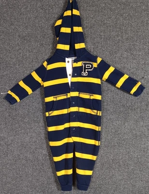 Polo Ralph Lauren Niño Azul Marino Amarillo Rayas Jersey Una Pieza Capucha Talla 12 Meses Foto 1 de 4