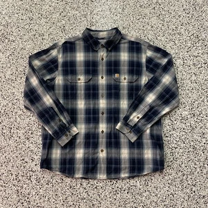 Vintage Carhartt Men's Relaxed Fit Shirt Blue Plaid Long Sleeve Size XL - Picture 1 of 5