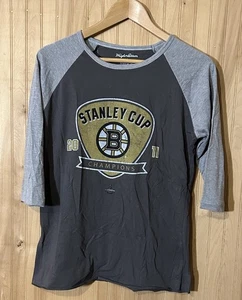 Boston Bruins Wright & Ditson 3/4 Sleeve Shirt Girls Medium Stanley Cup 2011 - Picture 1 of 5
