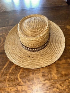 Original Milan Herren Beige Gewebt Stroh Italien Hergestellt Sommer Zylinder Hut Kappe Einheitsgröße - Bild 1 von 9