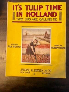 It's Tulip Time in Holland Vintage Sheet Music 1915 Dutch Windmill Radford - Picture 1 of 1
