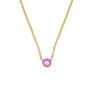 Conjunto de bisel Chan Luu collar colgante de diamantes en esmalte violeta y oro Vermeil - Imagen 1 de 3