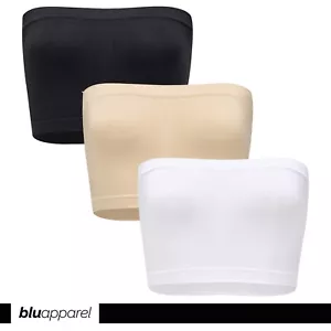 3 Pack Seamless Unpadded Bandeau Bras Strapless Bra Non Padded Comfort Stretch - Picture 1 of 15