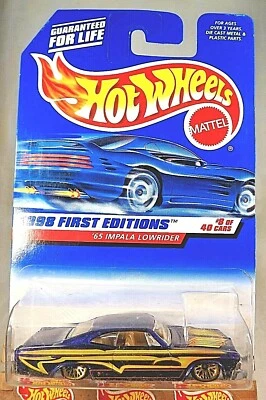 1998 Hot Wheels #635 First Editions 8/40 '65 IMPALA LOWRIDER Purple wGold LaceSp - Image 1 of 4