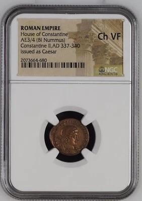 NGC Ch VF AE3/4 Constantine II AD337-340 NGC Ancients Certified CHOICE VERY FINE - Image 1 of 2