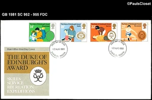 GB 1979 SC 952-955 DUKE OF EDINBURGH'S AWARD ERSTTAGSBRIEF 12. AUGUST 1981 F/VF - Bild 1 von 1