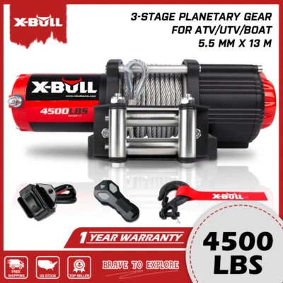 X-BULL 4500LBS 12V Electric Winch Steel Cable Towing Boat ATV UTV Winch Off-Road Foto 1 de 4