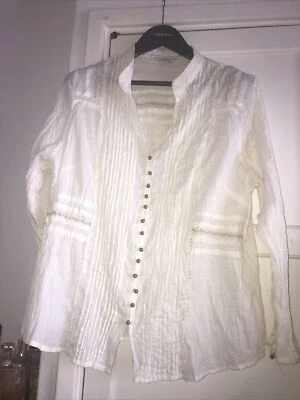 Vintage New Look y2k White Cotton Crinkle top blouse Gorpcore 90s 00s Size 20-22 - Image 1 of 4
