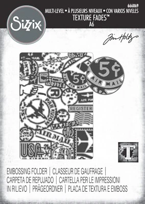 New Sizzix Vault Airmail ML Embossing folder #666869 Retail $12.99 by Tim Holtz - Image 1 of 4