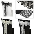 7" x 108" Chair Cover Sashes Lace Bow Tie Sash Bows Wedding Party Event Decor