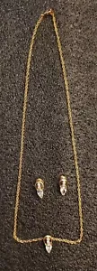 White Oval Stone Costume Jewelry Set Necklace And Earrings - Picture 1 of 5