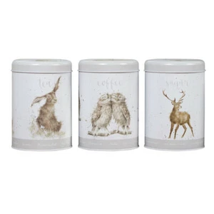Wrendale Designs Grey Tea, Coffee & Sugar Canisters - Country Kitchen - Picture 1 of 2