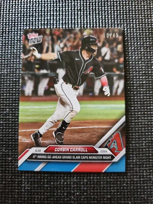 Corbin Carroll Grand Slam - 2024 MLB TOPPS NOW Card 609 Blue Parallel 10/49 - Image 1 of 2