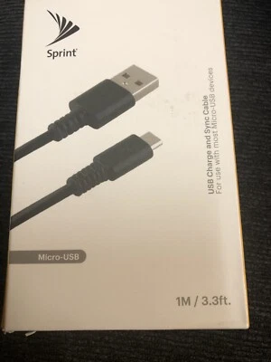 Micro USB to USB-A Charge and Sync Data Cable  1M / 3.3FT Sprint  Black - Image 1 of 3