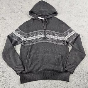 American Eagle AE Sweater Mens Large Gray Pullover Hoodie Soft Geometric Aztec - Picture 1 of 10