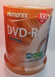 Memorex DVD-R 100 Pack Sealed Spindle 16X 4.7GB 120min 3202 5641 - Picture 1 of 5