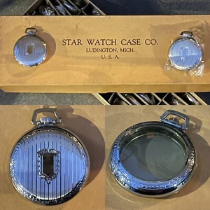 #10 NOS 6s Size Pocket Watch Case Chrome Fits Waltham Illinois Elgin Repair - Picture 1 of 4