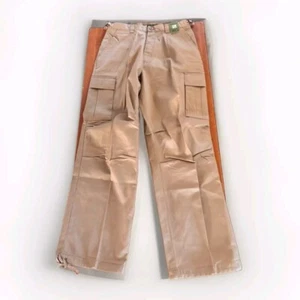 Vtg Y2K Men's Khaki Tan Baggy Skater Hip Hop High Rise Cargo Pants Size 34X32 #2 - Picture 1 of 7