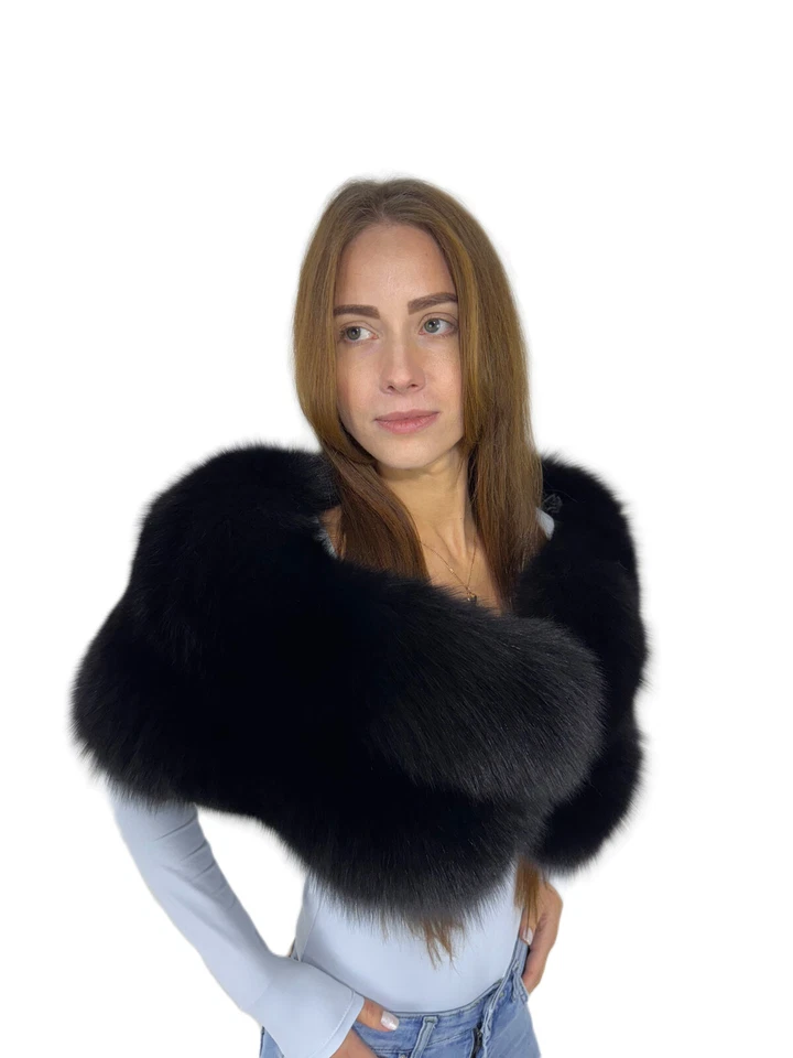 Fox Fur Shawl 47" (120cm) Saga Furs Stole Big Fur Scarf Extra Wide Fur Wrap - Image 1 of 4