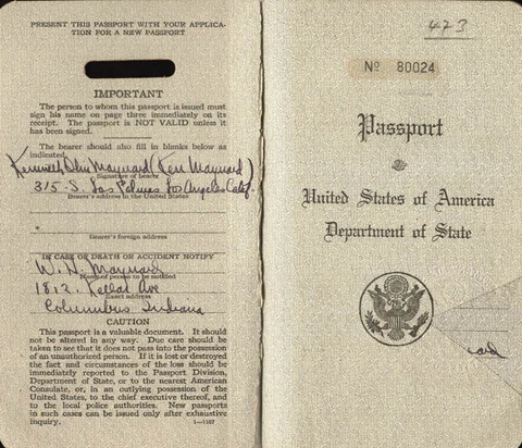 KEN MAYNARD - PASSPORT SIGNED TWICE 02/28/1934 Cover