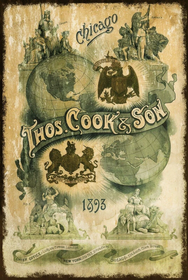 Letrero de metal Thomas Cook & Son Advert Londres Chicago aspecto antiguo vintage estilo retro Foto 1 de 1