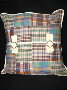 Nautica Patchwork Plaid/ Madra 16 x16 Toss  Accent Pillow With Insert   - Picture 1 of 3