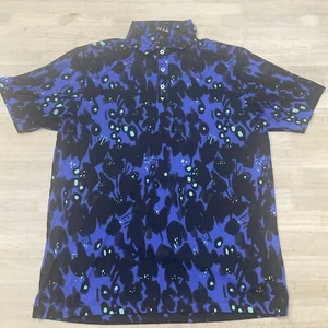 Bad Birdie Golf Polo Shirt Mens Large Purple Tropical Print - Picture 1 of 6