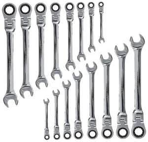 Ratschenschlüssel mit Gelenk SW 8 10 12 13 14 15 17 19 mm Ratsche Maulschlüssel - Bild 1 von 15