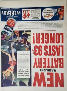 Arte de pared efímero anuncio impreso Eveready Baterías 1946 vintage decoración - Imagen 1 de 1