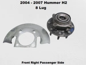 04 to 07 Hummer H2 8 Lug Front Passenger Wheel Hub Assembly w/ Brake Dust Shield - Picture 1 of 12