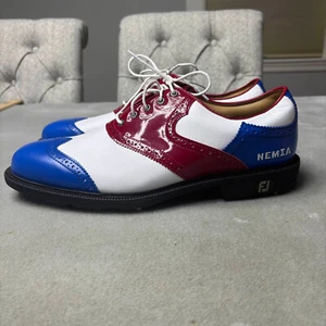 FootJoy Icon Golf Shoes Mens Size 10.5 Red White Blue USA Flag Shield Tip MyJoys - Picture 1 of 9