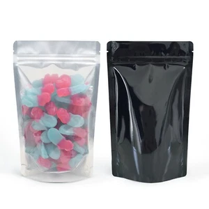 EINSEITIGE DURCHSICHTIGE SCHWARZ GLÄNZENDE STANDBEUTEL TASCHEN VERSIEGELBARE TASCHE REISSVERSCHLUSS  - Bild 1 von 21