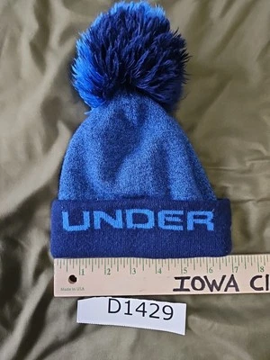 Under Armour Youth Stocking Cap With Pom Blue Dark Blue Colors Soft One Size  - Image 1 of 4