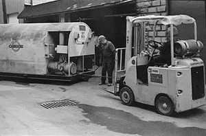 Rare Vtg 1970s Photo Negative: Caterpillar V40B Forklift Moving Prototype Cab - Picture 1 of 1