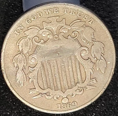 1869 5C Shield Nickel Five Cent Piece Nice Mid Grade Coin - Image 1 of 2