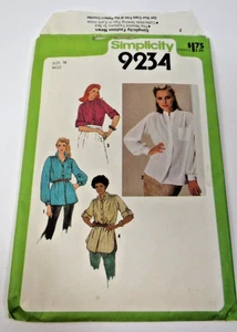 Simplicity Miss Size 16 Button Up Blouse Vintage Pattern 9234  1979 - Picture 1 of 2