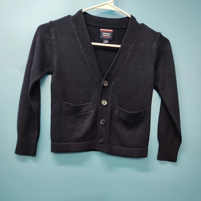 Cárdigan tostado francés suéter azul marino XSmall 4/5 botones frente uniforme escolar Foto 1 de 4