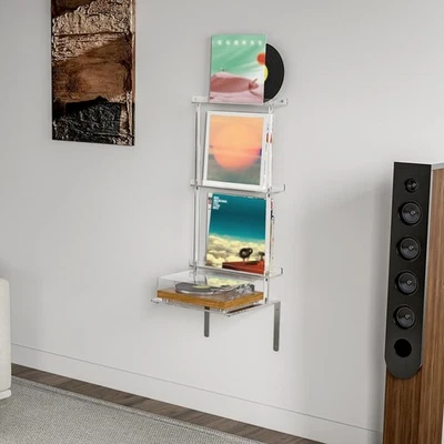 Wall Mounted Acrylic Record Player Stand, Clear Floating Record Player Table ... - Image 1 of 4