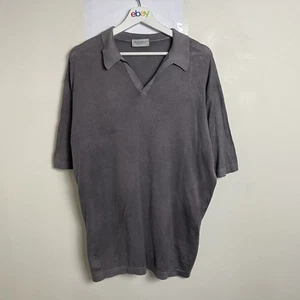 John Smedley Polo Shirt Grey Short Sleeve Men's Size XL 100% Sea Island Cotton - Picture 1 of 12
