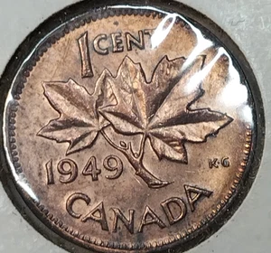1949 Canada 1 cent coin Uncirculated die break - Picture 1 of 3