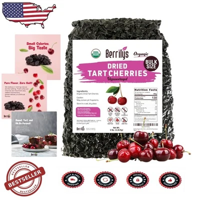 Unsweetened Dried Cherries 5lb Organic Tart Pitted  Healthy Snack - Image 1 of 4