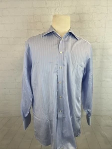 Charles Tyrwhitt Men's Blue Pink Striped Non-Iron 100% Cotton Dress Shirt 16 33 - Picture 1 of 8