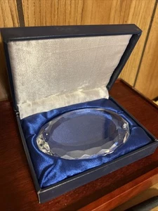 Faceted Crystal Oval Paperweight 4 1/2 Inches - Picture 1 of 1