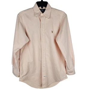 Ralph Lauren Striped Button Down Men Orange White Long Sleeve Cotton Size 15 32 - Picture 1 of 11