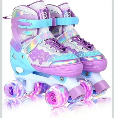 Kids Roller Skates 4-Size Adjustable, 8 Light Up Wheels for Girls Boys Gifts - Image 1 of 4