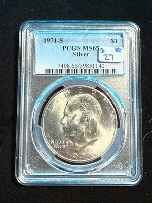 1971 S EISENHOWER DOLLAR SILVER PCGS MS 65 140 - Image 1 of 4
