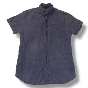 Todd Snyder Short Sleeve Button Down Collar Shirt Men’s Medium Navy Blue Linen - Picture 1 of 10